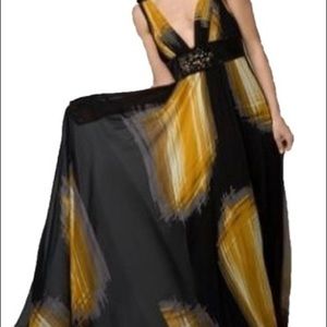 BCBGMaxazria 100% Silk yellow black dress